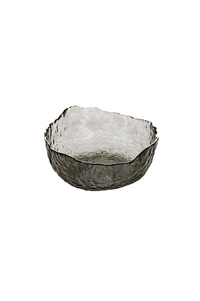 Shuer 5 Inch Glass Fruit Salad Bowl With Gold Edge And Irregular Hammer Pattern