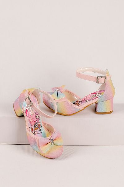 NS Little Girls' Labubu Printed Heeled Shoes, Girls' Evening Dress Shoes