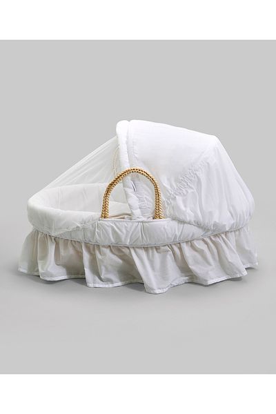 Bonfino Moses Basket without Stand and Mattress with Cover, 0 Months+, White