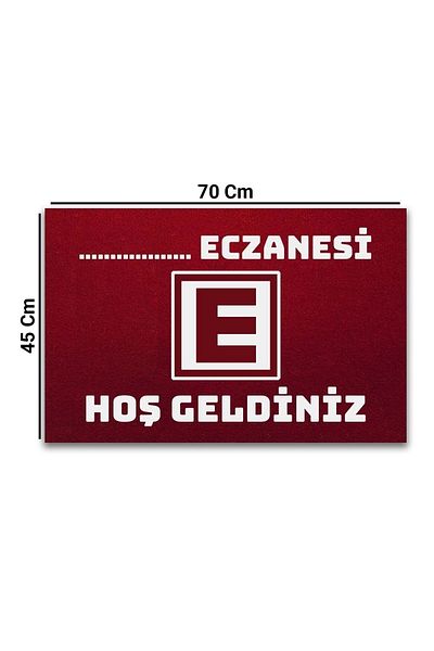 Valerine Life Red Welcome Door Mat with Pharmacy Logo Customized for Name, Person or Company 45X70Cm