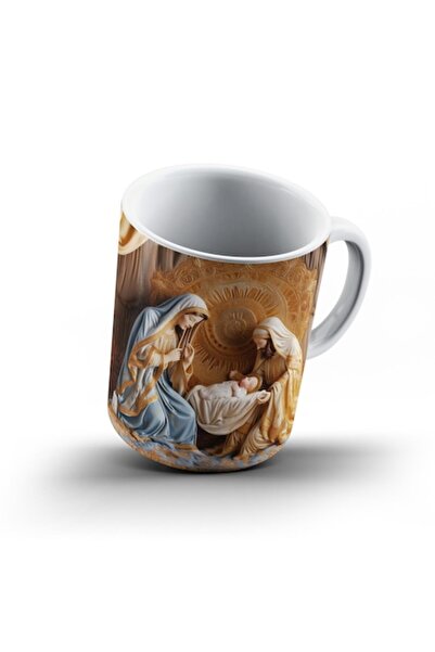 OEM Cana „Miracolul Nasterii” – Design 3D Inspirat de Spiritul Craciunului, model 2, 330ml, alb