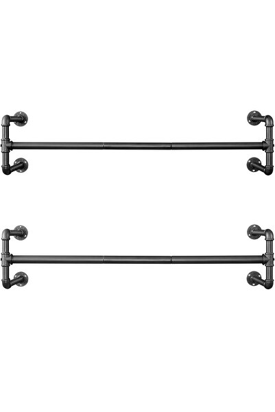 SONGMICS Set de 2 șine metalice pentru haine, montate pe perete, aspect indus...