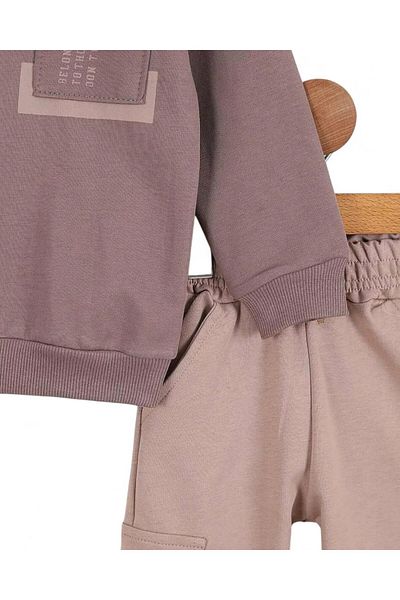 Ege Bebek Boys' Seasonal Cargo Pocket Detailed Tracksuit, Back Printed Tracksuit Set for 2-10 Years