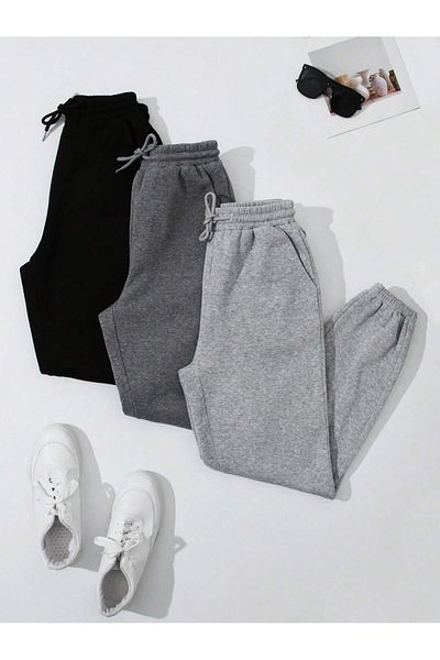 Gollinger 3 Pack Women's Elastic Leg Sweatpants - Jogger Sweatpants