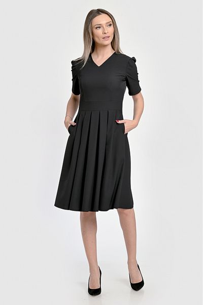 Giorgal Elegant black office dress with pleats Anias 44EU