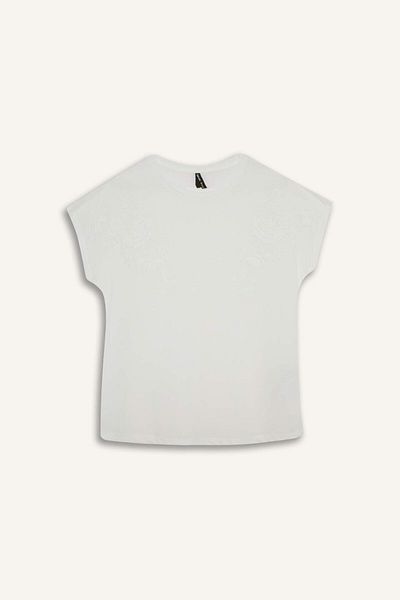 DeFacto Crew Neck Puff Printed Short Sleeve T-Shirt F9588Ax25Au