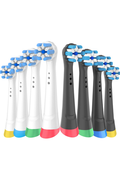 choice2 4White 4Black 8pcs Compatible With Oral B IO Electric Toothbrush Head, Excellent Cloud Like Soft Bri