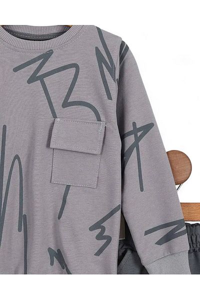 VOY KİDS Boys' Printed Seasonal Sweatshirt and Tracksuit Bottoms 2-10 Years Old Tracksuit Set