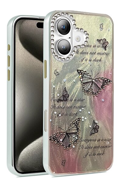 CepteToptan Myt09 iPhone 16 Plus Case Blade Mirrored Pattern Cover - Pattern 6