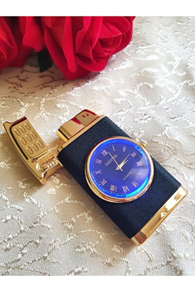 Alaa Butik Online Kişiye Özel İsim Yazılı Metal Saatli Çakmak – Lazer Kazımalı, Şık Erkek Hediyesi, Quartz Mekanizma