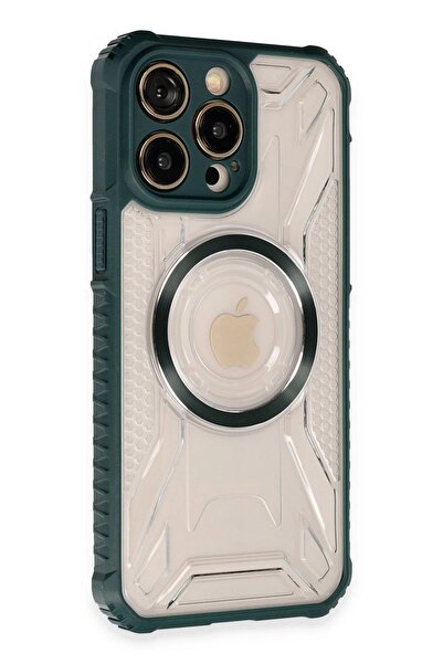 CepteToptan Myt09 iPhone 14 Pro Max Case Prague Magneticsafe Cover - Dark Green