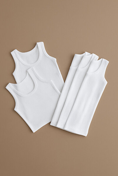 BONY SOCKS Αγορίστικο Ριμπ Αντιολισθητικό Φανελάκι με Χοντρό Λουράκι Λευκό