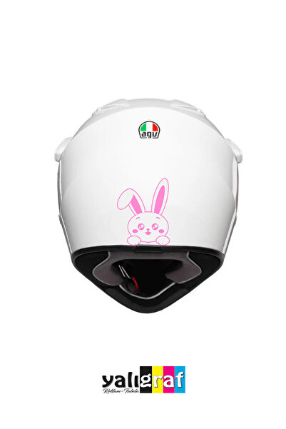 Yalıgraf Reklam Tabela Sevimli Tavşancık Motor Kask Sticker , Oto Sticker 12x9cm