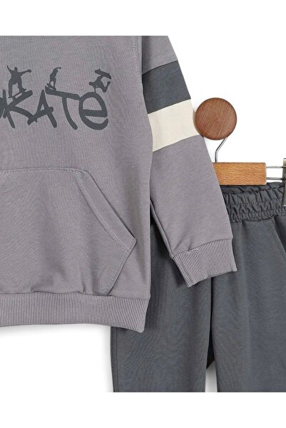 VOY KİDS Boys' Seasonal Skate Printed Sweatshirt, 7-10 Years Old Tracksuit Set