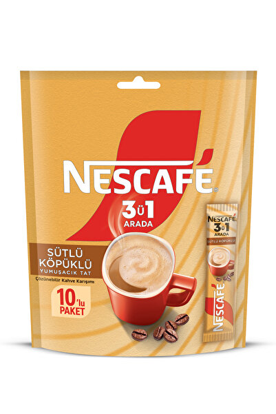 Nescafe Nescafé 3ü1 Arada Sütlü Köpüklü Çözünebilir Kahve 17,4g 10'lu paket 10X6