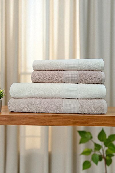 asev tekstil 90X150 & 50X90 cm - Honeycomb 4-Piece Bath Towel Set