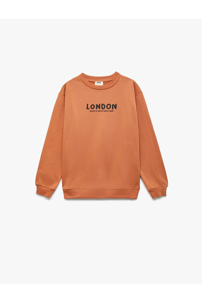 Koton Crew Neck Printed Oversize Tile Boy's Sweatshirt 6Wkb10147Tk