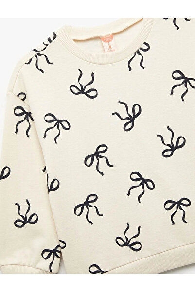 Koton Fiyonk Baskılı Uzun Kollu Bisiklet Yaka Pamuklu Sweatshirt