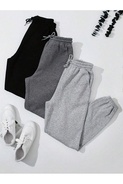 Gollinger 3 Pack Women's Elastic Leg Sweatpants - Jogger Sweatpants