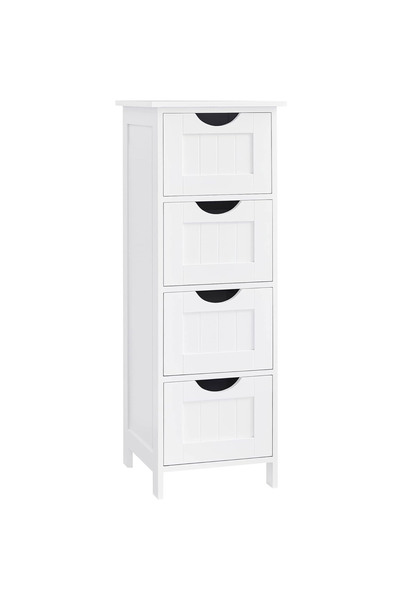 VASAGLE Dulap de baie pentru podea, lemn, 4 sertare, 30x30x82cm, alb