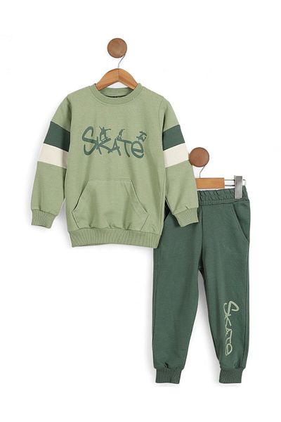 Ege Bebek Boys' Seasonal Skate Printed Sweatshirt, 7-10 Years Old Tracksuit Set