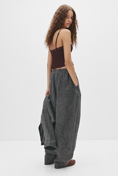 Pull & Bear 100% linen barrel pants