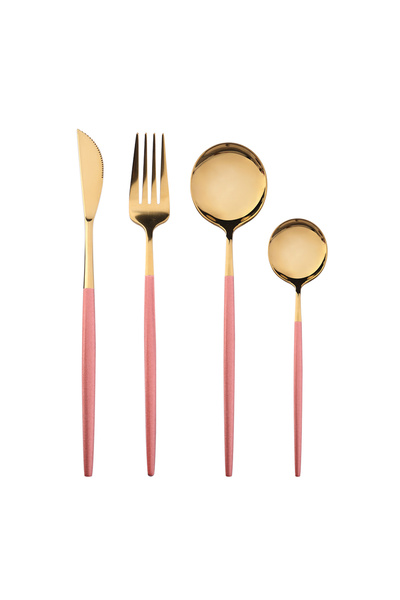 Sunhome 4-Piece Stainless Steel Cutlery Set Pink / Gold