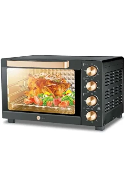 Afra Electric Oven Toaster, 80L, 2200w Convection Rotisserie & Oven Lamp, 4 Knobs Tray, Rack, Handle