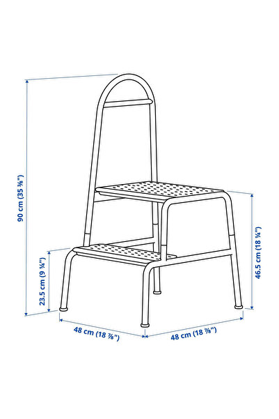 Binbirreyon Çift Basamaklı Banyo Mutfak Taburesi Tırabzanlı Metal Yükseltici Basamak LD022