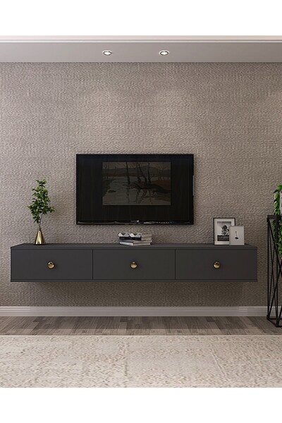 CENEYRA TDA1801AG - ZUZU DUVARA MONTAJ TV STAND ANTRASİT-GOLD 180CM