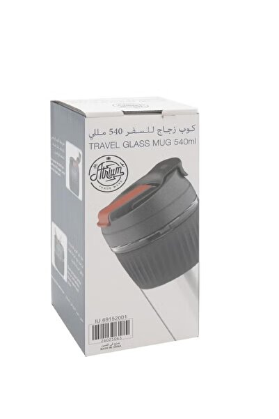 Atrium Mug Bottle Glass with Lid Cover and Holder – Hot/Cold, 540 ml