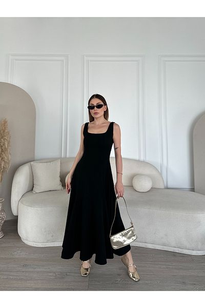 ForOus Square Necklace Midi Strap Pinterest Zipper Dress