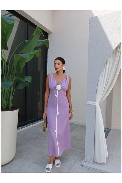 ESRAHELVACI Chest Rose Detailed Midi Dress