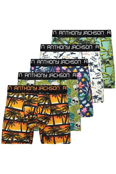 ANTHONY JACKSON Lycra 5-Piece-3-Piece Box Patterned Premium Men's Boxer Palm Horizon