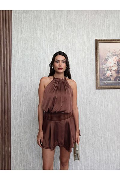 ESRAHELVACI Backless Skirt Flounce Mini Dress