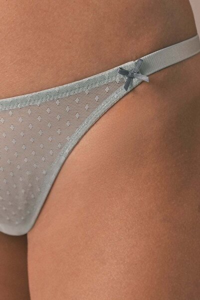 Women'secret Classic green lace strip panty