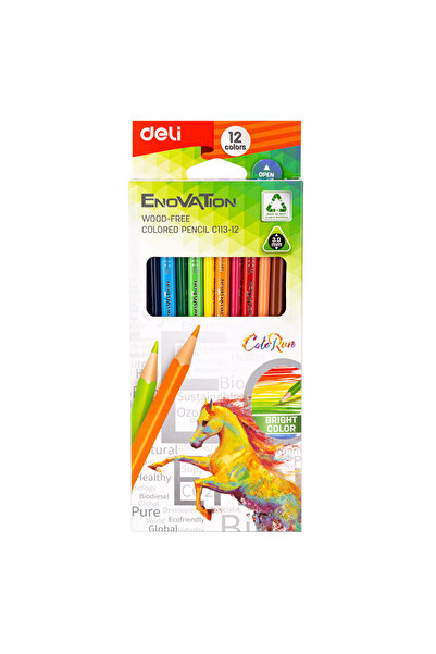Deli creioane colorate din plastic 12 culori