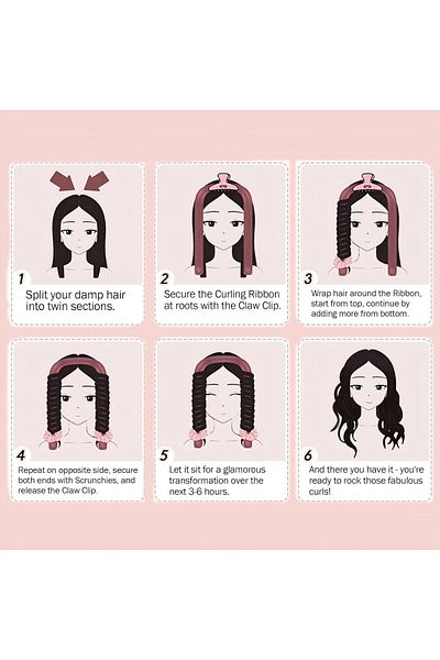 Generic Pink Chinese Simple Curling Iron, Sleeping Curl Foam Wave Curling Iron With Silk Hairband