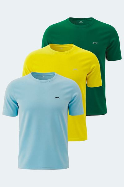 Slazenger Rosalva Set of 3 Men's T-Shirts Yellow - Blue - Green