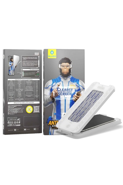 BLUEO Glass Film for iPhone 15 / 16, Maximum Clarity and Protection, Anti-Reflective HD Glass, Black