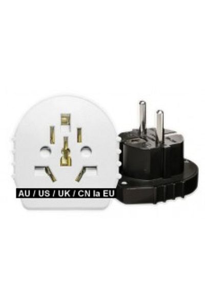Active Universal Adapter AU US UK CN to EU, SLIM Version, 16A, Black