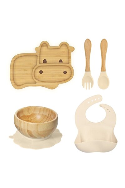 Mixbo Set 5 piese Diversification Mixbo, antiderapant, bambus/silicon, 6 luni...