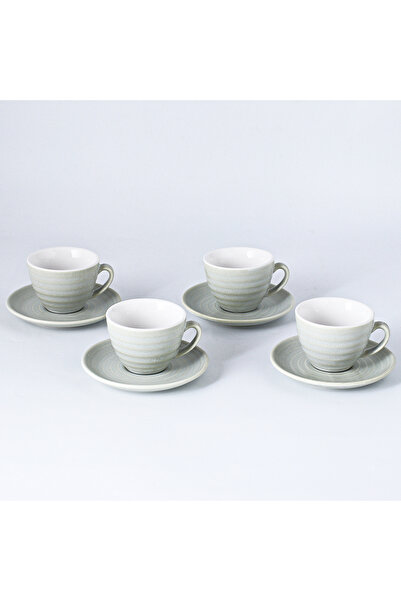 sharpdo 8-Piece Kiln Variable Glaze Process Round Linear Ceramic 200 ml Coffee Cup And Sauce