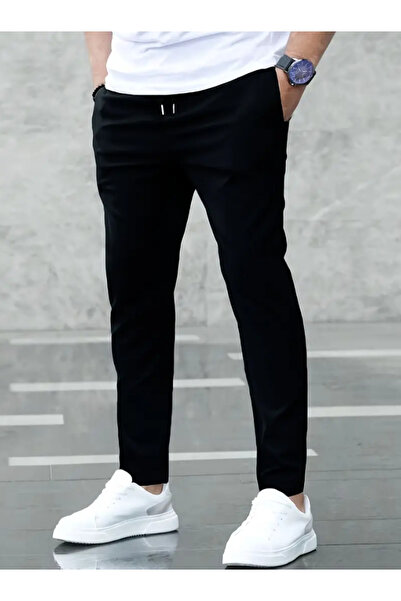 LAUSRA Pantaloni negri pentru bărbați, mărime mare, largi, cu croială lejeră,...