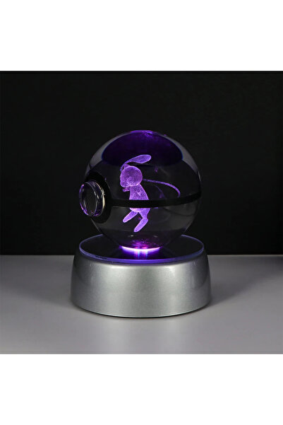 Choice11 5cm with Base Mew Pokemon 3D Crystal Ball Pikachu Gengar Eevee Mewtwo Anime Game Pokeball Led Night