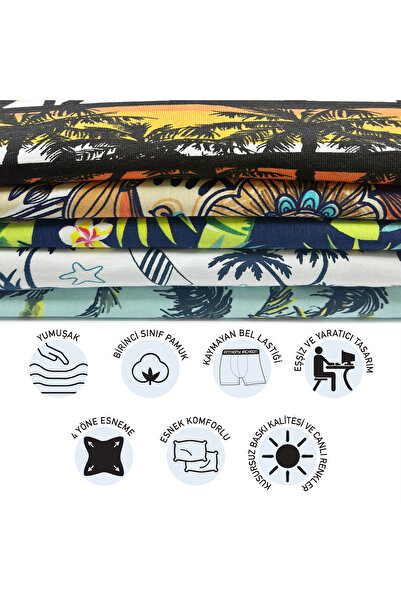 ANTHONY JACKSON Lycra 5-Piece-3-Piece Box Patterned Premium Men's Boxer Palm Horizon
