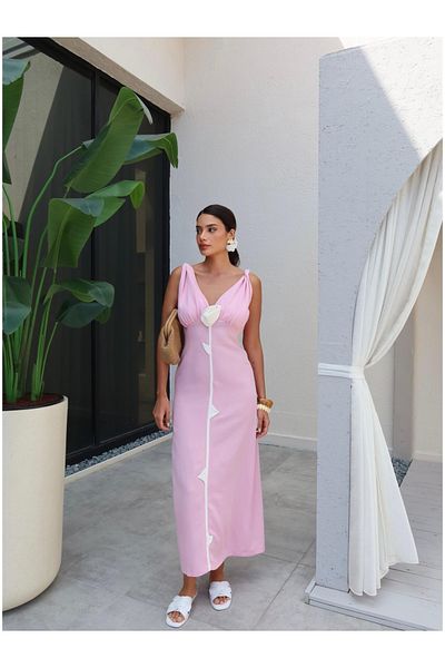ESRAHELVACI Chest Rose Detailed Midi Dress