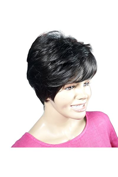 L-line fashion Women's wig, synthetic fiber, with a brown look