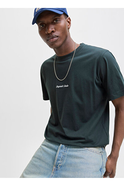 Jack & Jones Ανδρικό μπλουζάκι με λαιμόκοψη πράσινο 12282892_JORNORREBRO EMB ...