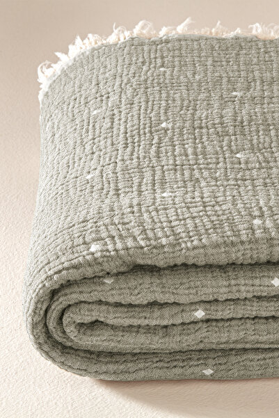 Penelope %100 Pamuk Müslin Yatak Örtüsü 220x240 cm Gri - Glen Serisi